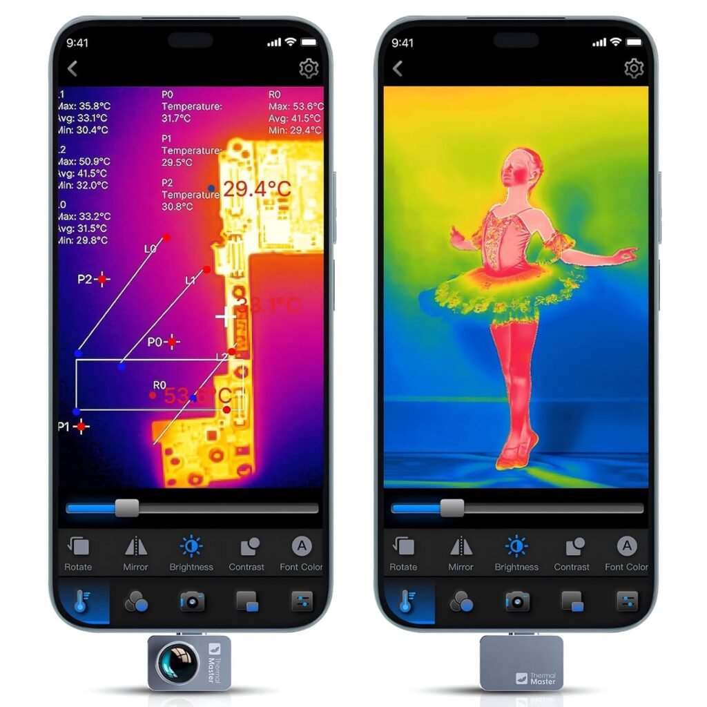 Thermische camera voor Android met infrarood warmtebeeld en macrolens voor temperatuurmeting