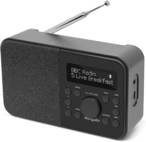 Draagbare DAB/DAB+ digitale radio met Bluetooth speaker, FM tuner en display in zwart