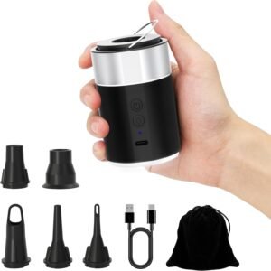 Elektrische Luchtpomp 4000mAh – Draadloze Mini Luchtpomp met LED Lamp – Opblaaspomp en Leegzuiger voor Camping en Zwembad – 0,65 PSI