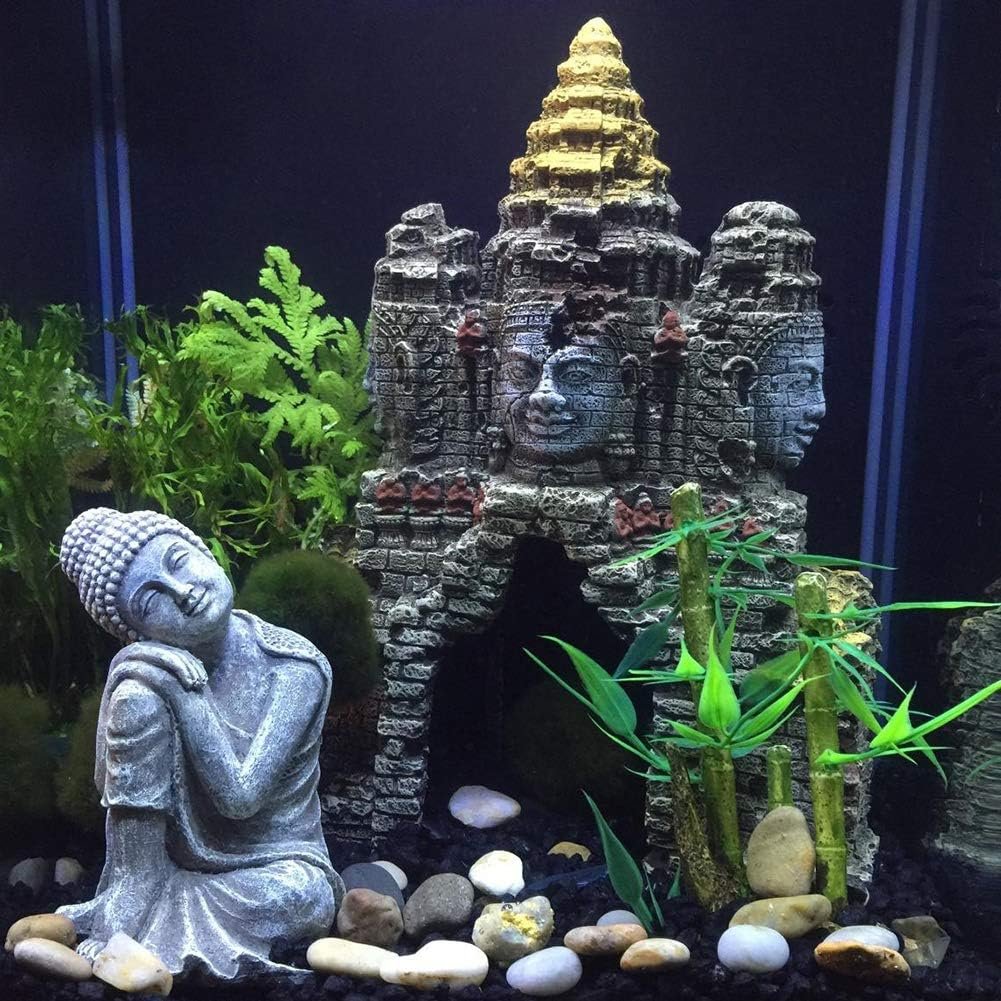 Aquarium Boeddha beeld decoratie met gat voor betta vissen ornament aquarium sierfiguur zwemdoorgang