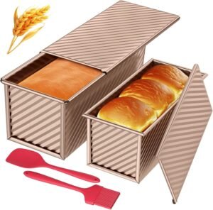 Broodbakvorm met Deksel – Toastvorm voor Sandwichbrood en Cake – Antiaanbaklaag – 4 Delige Set Ovenbestendige Bakvormen