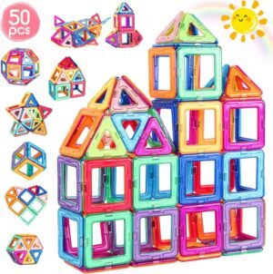50-delige magnetische bouwblokken set voor kinderen, educatief constructiespeelgoed en creatief STEM bouwspel vanaf 3 jaar