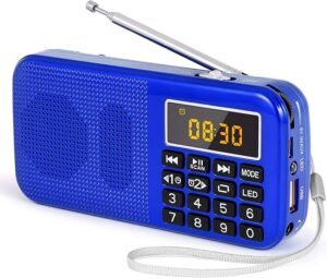 Draagbare Radio met Oplaadbare Batterij – FM Radio met Klok en Alarmfunctie – Noodverlichting en MP3 Ondersteuning – USB, SD en AUX Aansluiting