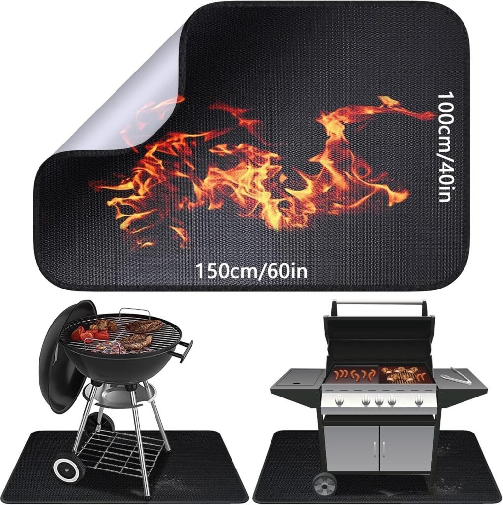 Vuurvaste BBQ mat 100x150 cm met antiaanbaklaag voor bescherming van terras en barbecue