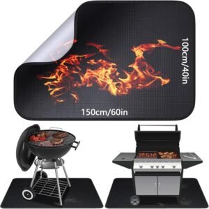 Vuurvaste BBQ Mat 100×150 cm – Antiaanbak Grillmat voor Barbecue – Olie- en Waterdichte Beschermmat – Terras en Patio Bescherming