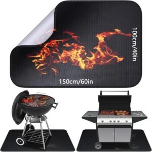 Vuurvaste BBQ mat 100x150 cm met antiaanbaklaag voor bescherming van terras en barbecue
