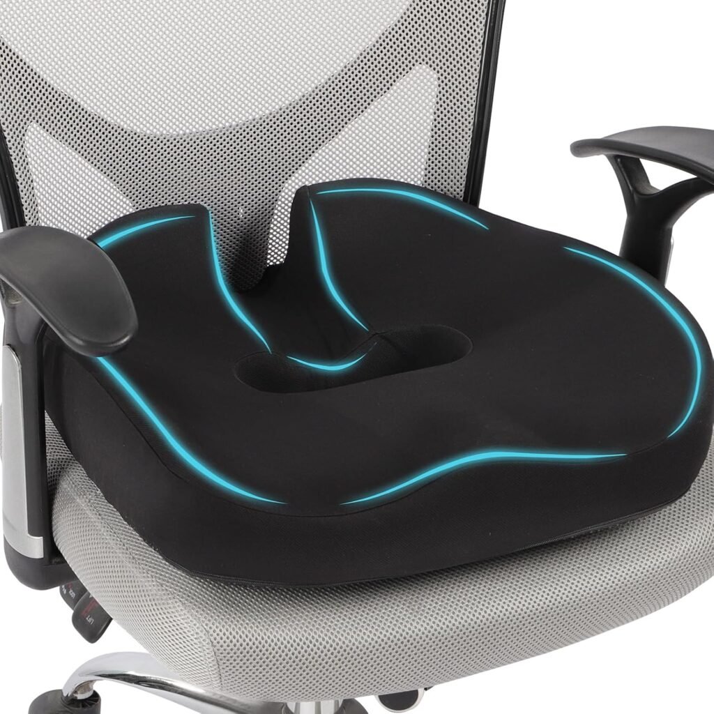 Ergonomisch memory foam zitkussen voor kantoorstoel met coccyx ondersteuning en donutvorm voor langdurig zitten