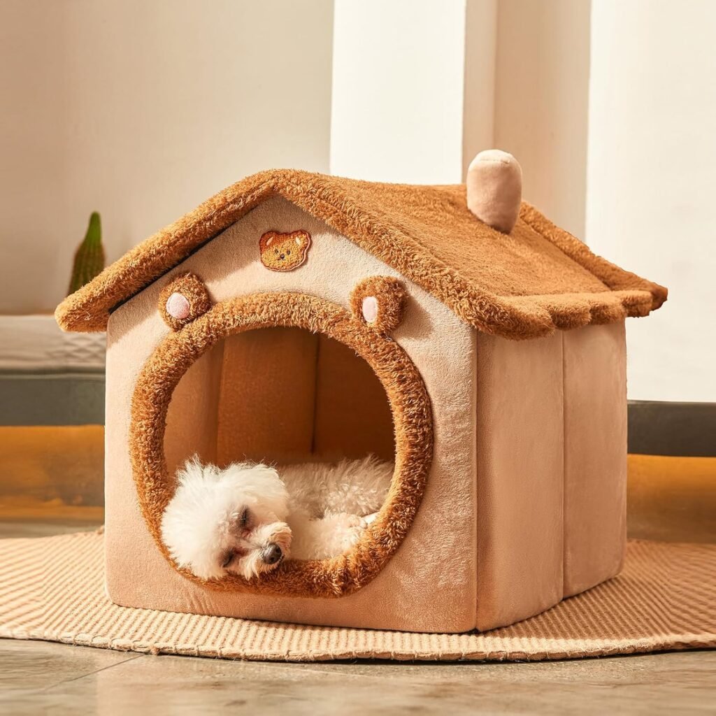 Kattenhuis iglo bruin met dekbed en antislipbodem voor binnenkatten en kleine honden tot 6,8 kg