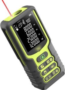 Laser Afstandsmeter 100m met Hoeksensor – Digitale Laser Meetinstrument met LCD Verlicht Display – Lengte, Oppervlakte, Volume en Pythagoras Modus – Inclusief Batterij