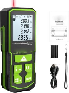 Laserafstandsmeter 120M – Digitale Afstandsmeter met Dubbel Hoekdisplay – Oppervlakte, Volume en Pythagoras Meting – Oplaadbare Batterij