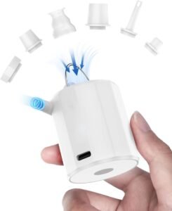Elektrische Luchtpomp met Oplaadbare Batterij – Draagbare Mini Luchtpomp voor Zwembad en Luchtbed – USB-C Oplaadbare Opblaaspomp – 1600-4000mAh Accu