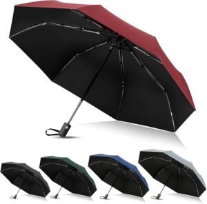 Automatische Reisparaplu Opvouwbaar Winddicht – Compacte Paraplu voor Dames en Heren – Waterdicht met 12 Verstevigde Ribben en UV-Bescherming – 106 cm Diameter