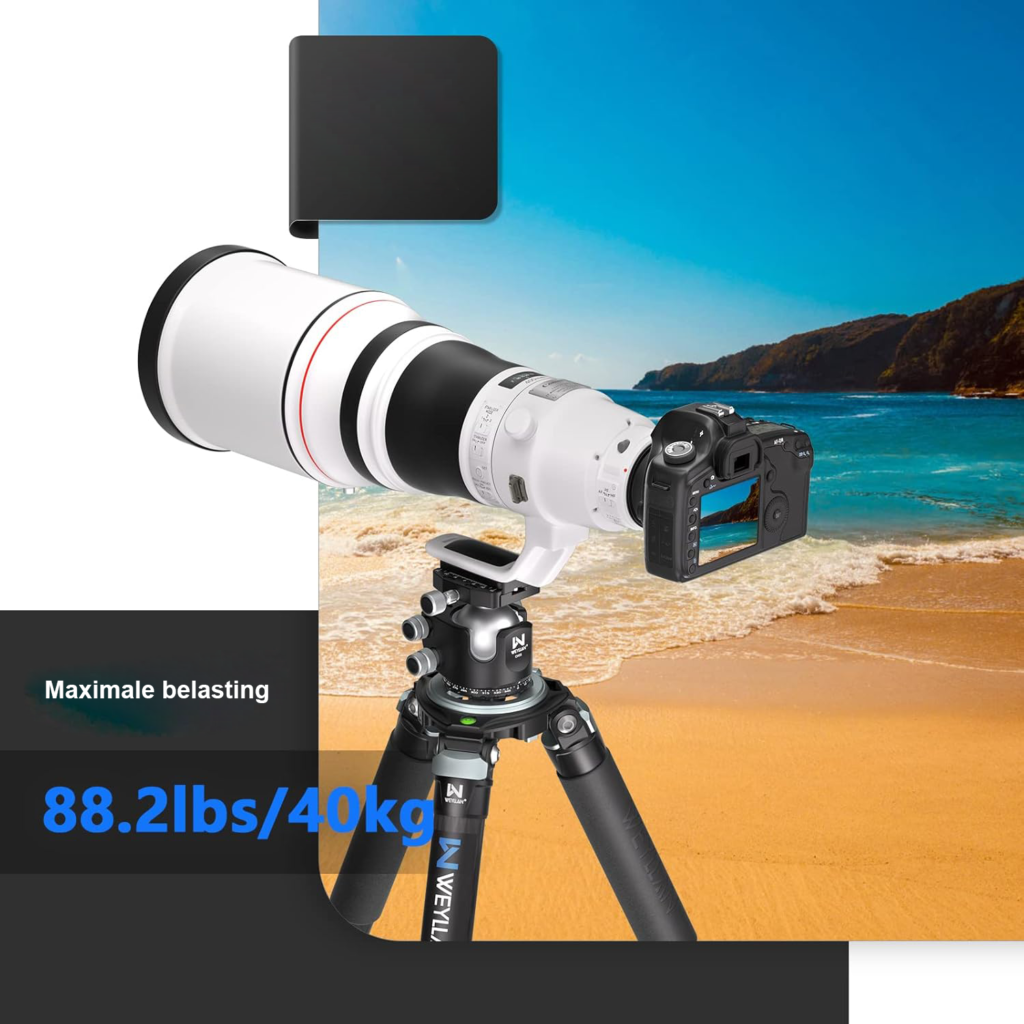 Camera Statief van Koolstofvezel - Verstelbaar Fotostatief met Siliconen Grip - Lichtgewicht DSLR Statief voor Videocamera en Telelens - 40 kg Draagvermogen