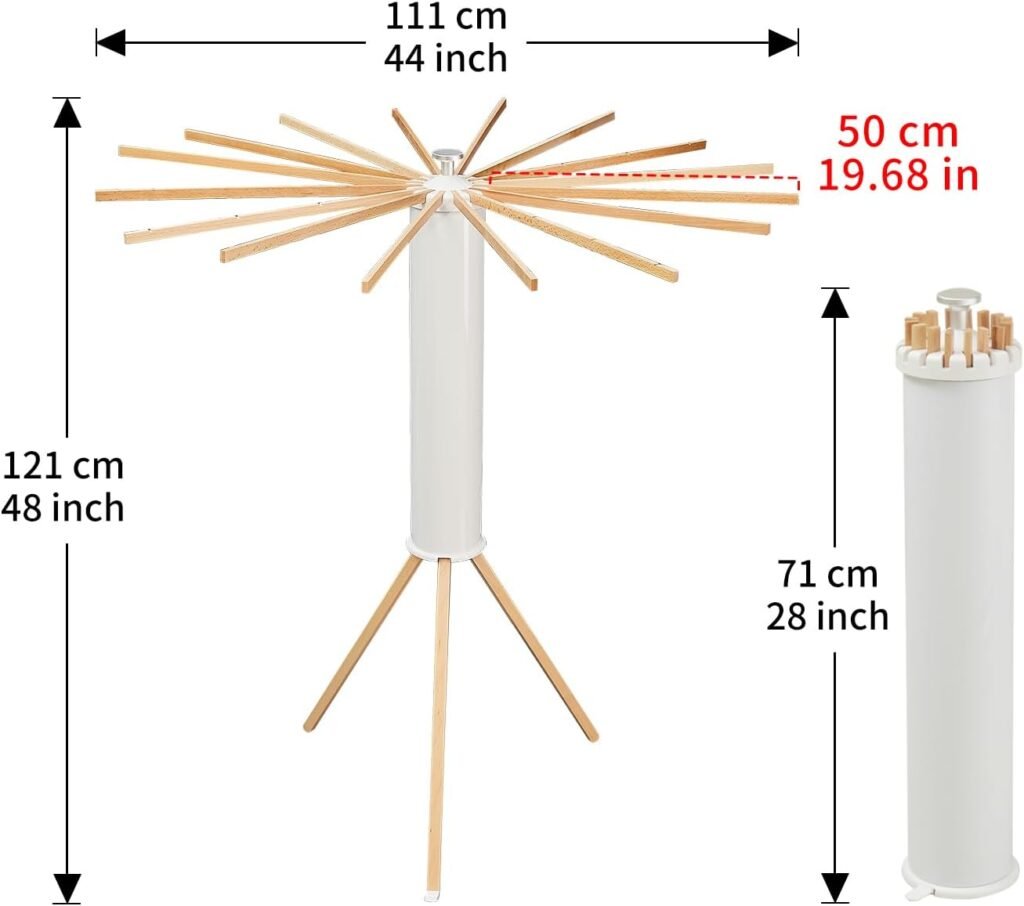 Opvouwbaar tripod droogrek met houten stangen, draagbaar kledingrek voor binnen en buiten gebruik