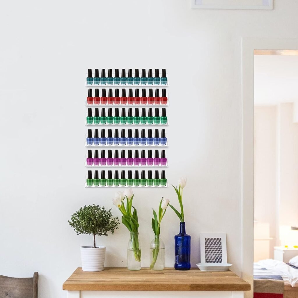 Acryl nagellakrek wandmontage voor 72 nagellakflessen met display plank en organizerfunctie