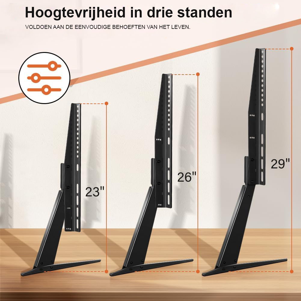 Universele TV standaard voor 27-65 inch schermen met metalen poten, in hoogte verstelbaar, VESA 800x400 mm, draagvermogen 40 kg