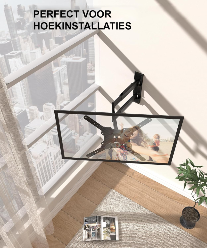 TV muurbeugel 32-55 inch met draaibare lange arm, kantelbaar ontwerp, VESA 400x400 mm en draagvermogen 35 kg