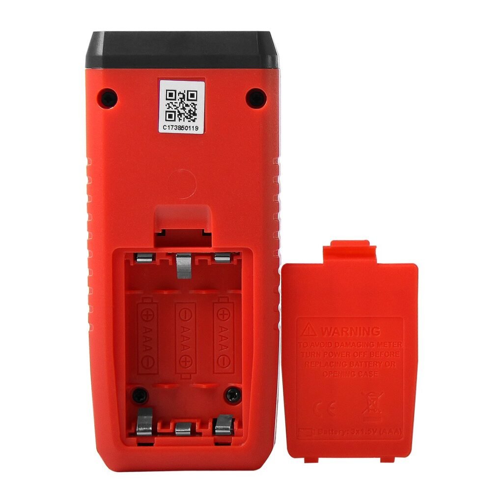 Mini laser afstandsmeter met LCD touch display, achtergrondverlichting en compact zakformaat voor digitale metingen