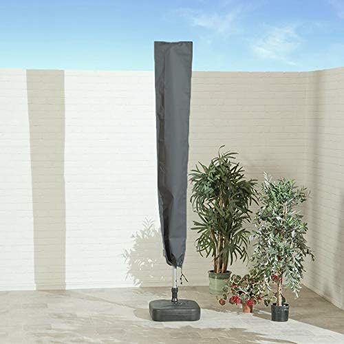 Parasolhoes grijs waterdicht 600D Oxford beschermhoes met rits voor tuinparasol 1.8 tot 3.4 meter UV en regenbescherming 190x25x48 cm