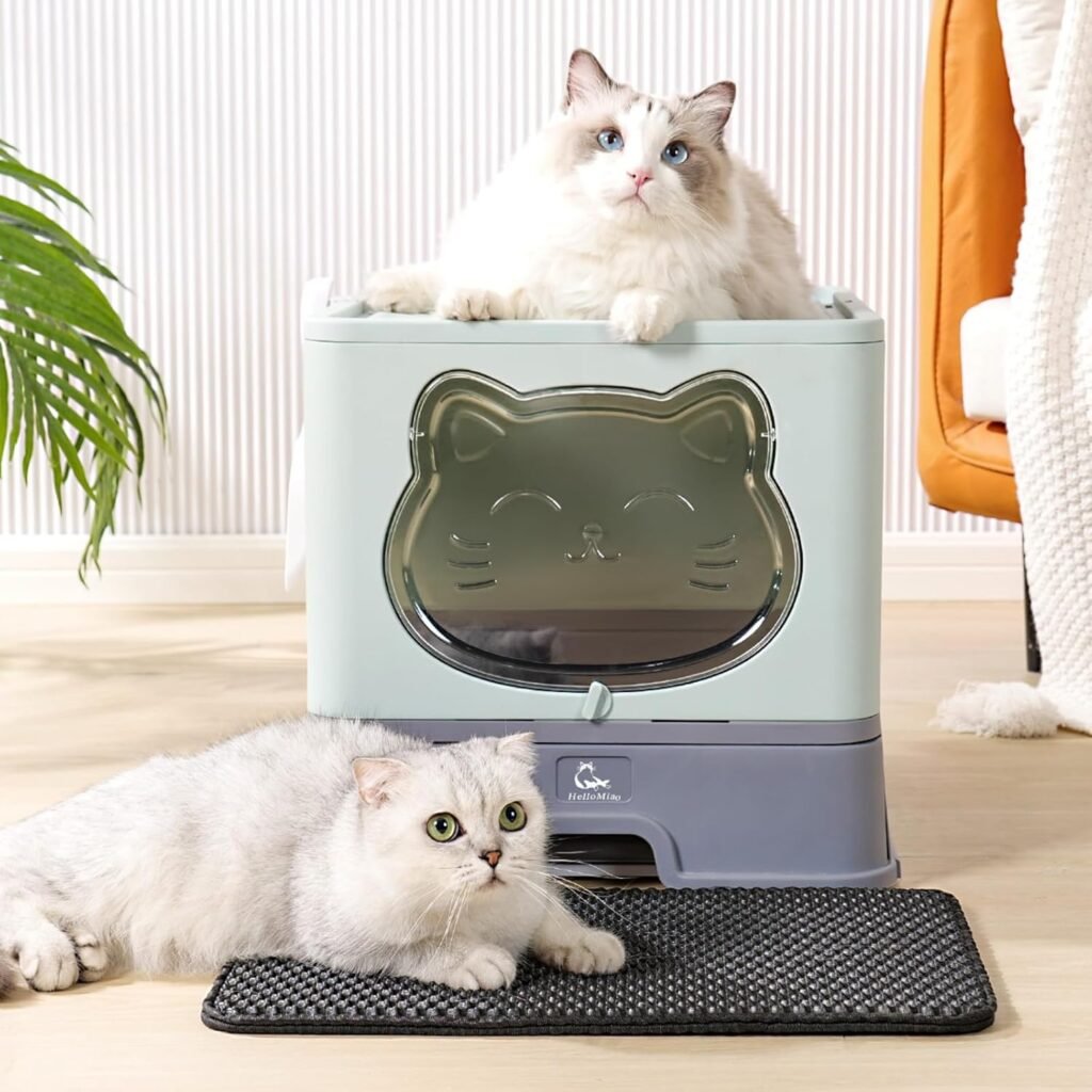 Gesloten Kattenbak met Deksel - Grote Kattenbak met Uittrekbare Lade - Geurabsorberend Ontwerp met Schep - Ruimtebesparend voor Huisdieren