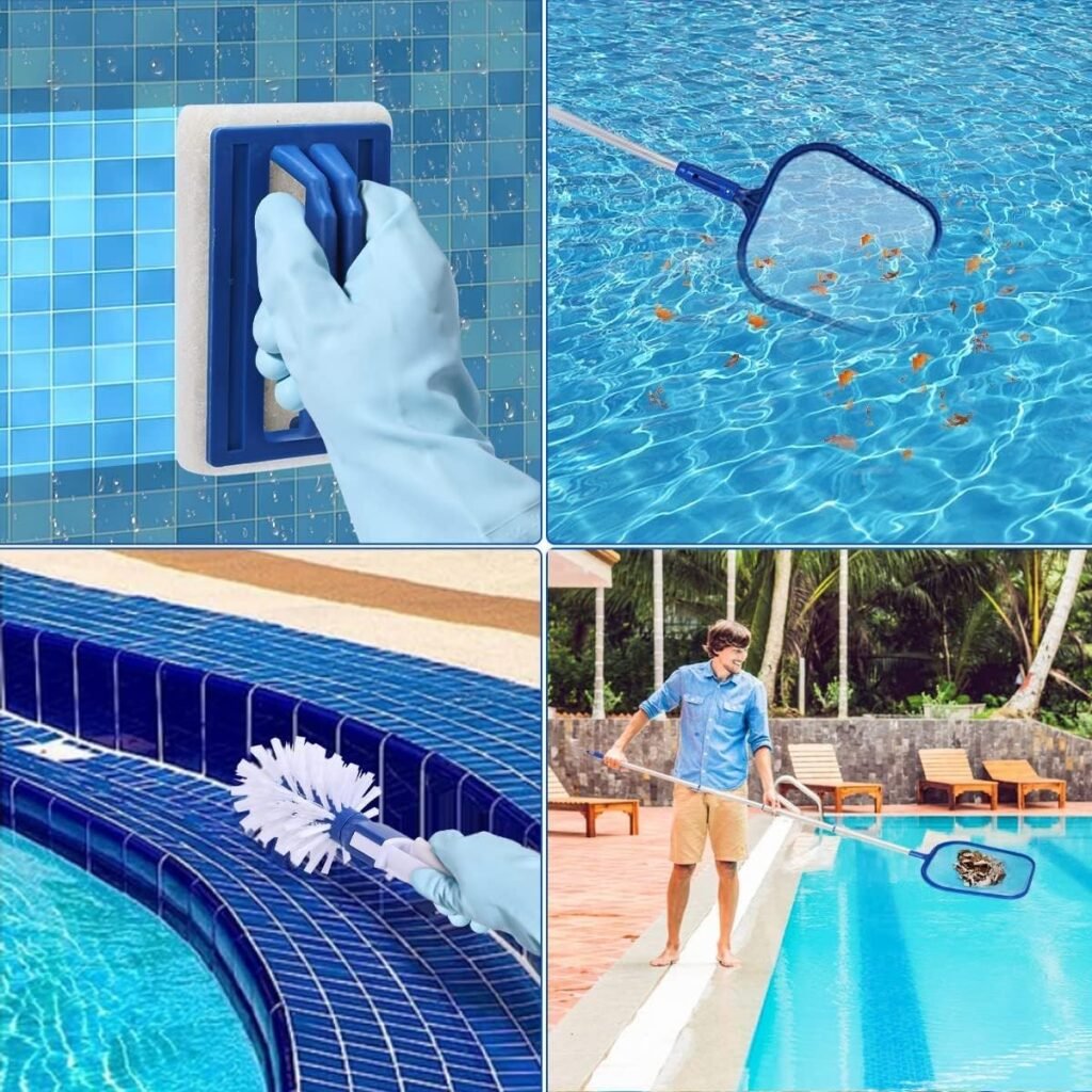 Hot tub reinigingsset met telescopische aluminium stok en skimmernet voor jacuzzi en zwembad schoonmaak