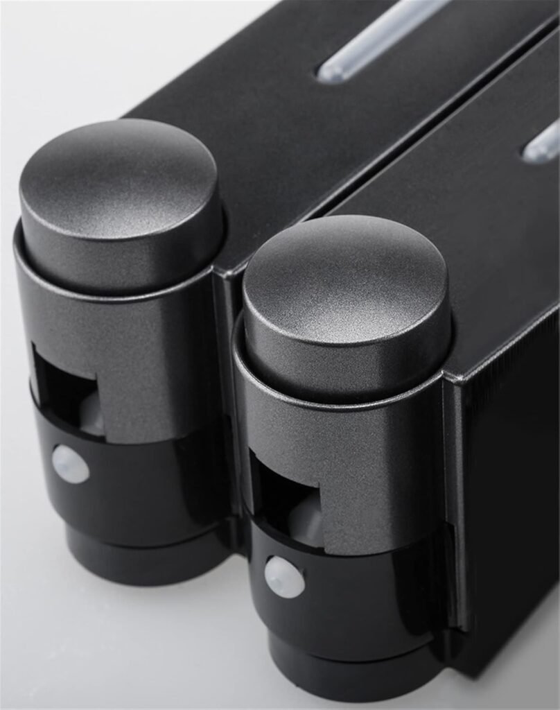 Dubbele zwarte wandmontage zeepdispenser voor shampoo, lotion en gel in badkamer of douche
