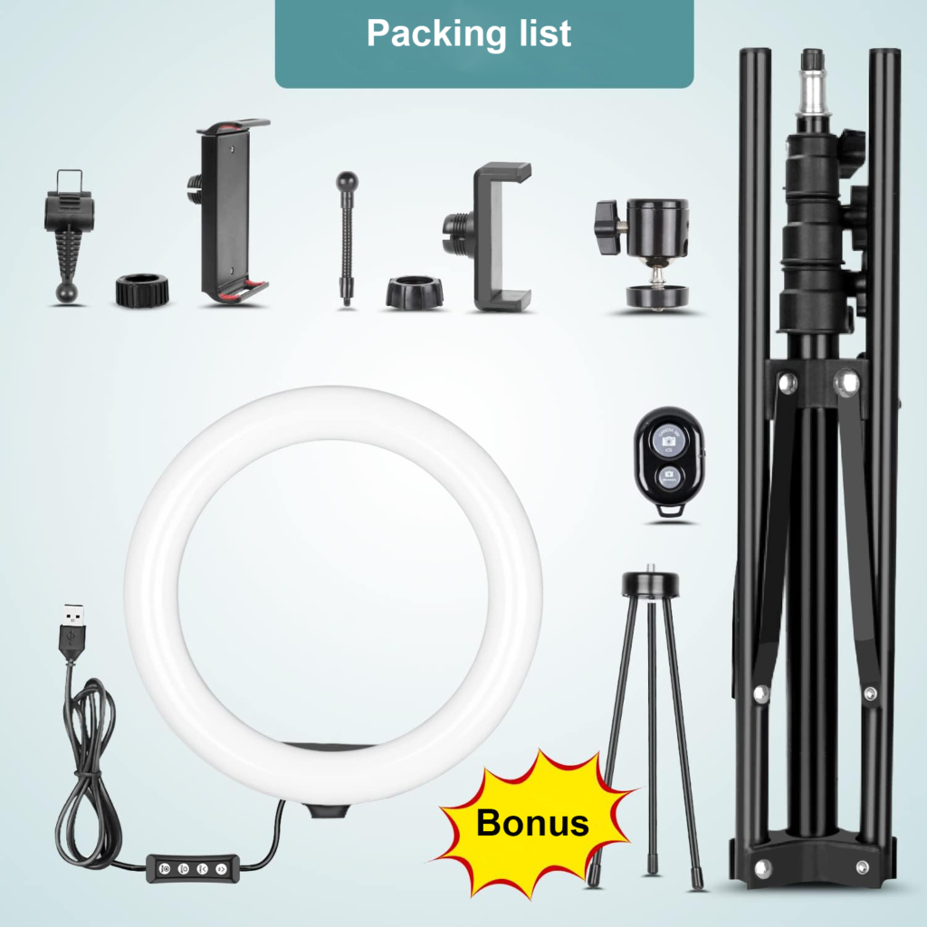 LED ringlicht 10 inch met tripod en telefoonhouder voor selfie, fotografie en livestreams