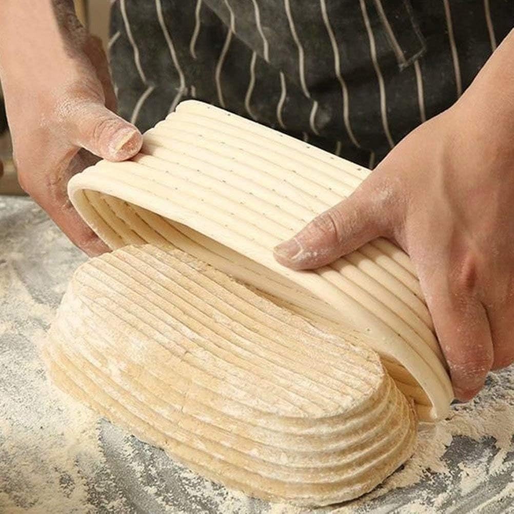 Ovale banneton broodmand set 25 cm met linnen voering voor zuurdesem brood bakken