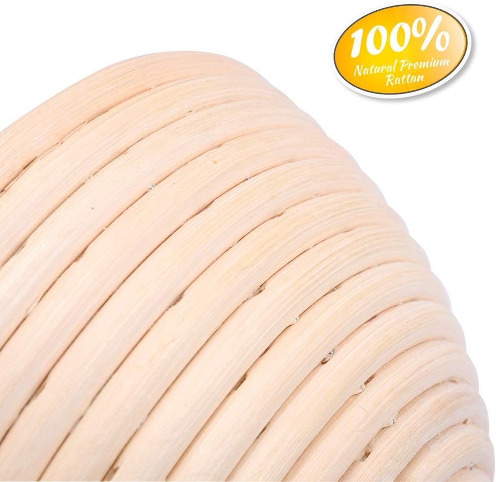 2 stuks ronde brood banneton mand van rattan met linnen voering voor het rijzen van brooddeeg 18 cm