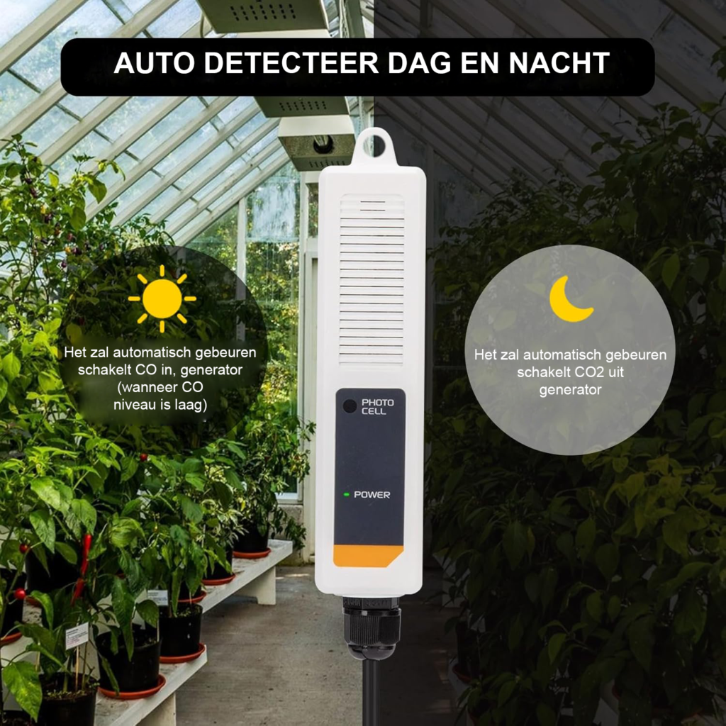 CO2 meter en detector met externe sensor, NDIR sensor en 4,6 meter kabel voor kas, woning en hydroponics