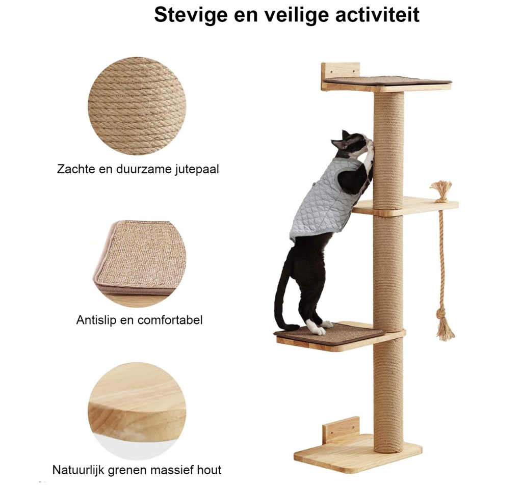 Krabpaal 127 cm voor grote katten met kattenmand en slaapplek – duurzaam krabmeubel voor kittens en katten