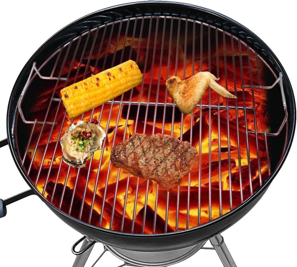 RVS grillrooster 44,5 cm voor houtskoolbarbecue, rond BBQ rooster van roestvrij staal voor kamado en keramische barbecue