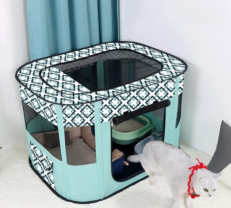 Draagbare hondenhut M 80x60 cm lichtblauw opvouwbare dierentent voor hond en kat
