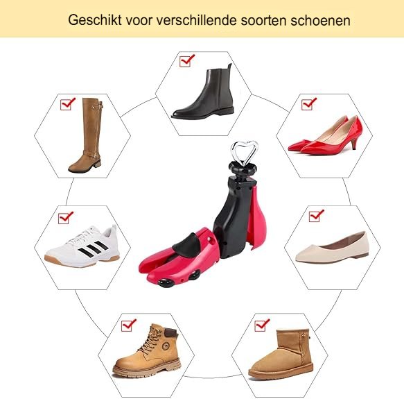 Verstelbare kunststof schoenspanner voor dames en heren met schoenvormer en expander functie, pak van 1 stuk