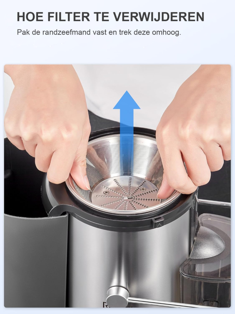 RVS juicer voor fruit en groenten met 400W vermogen en brede vulopening