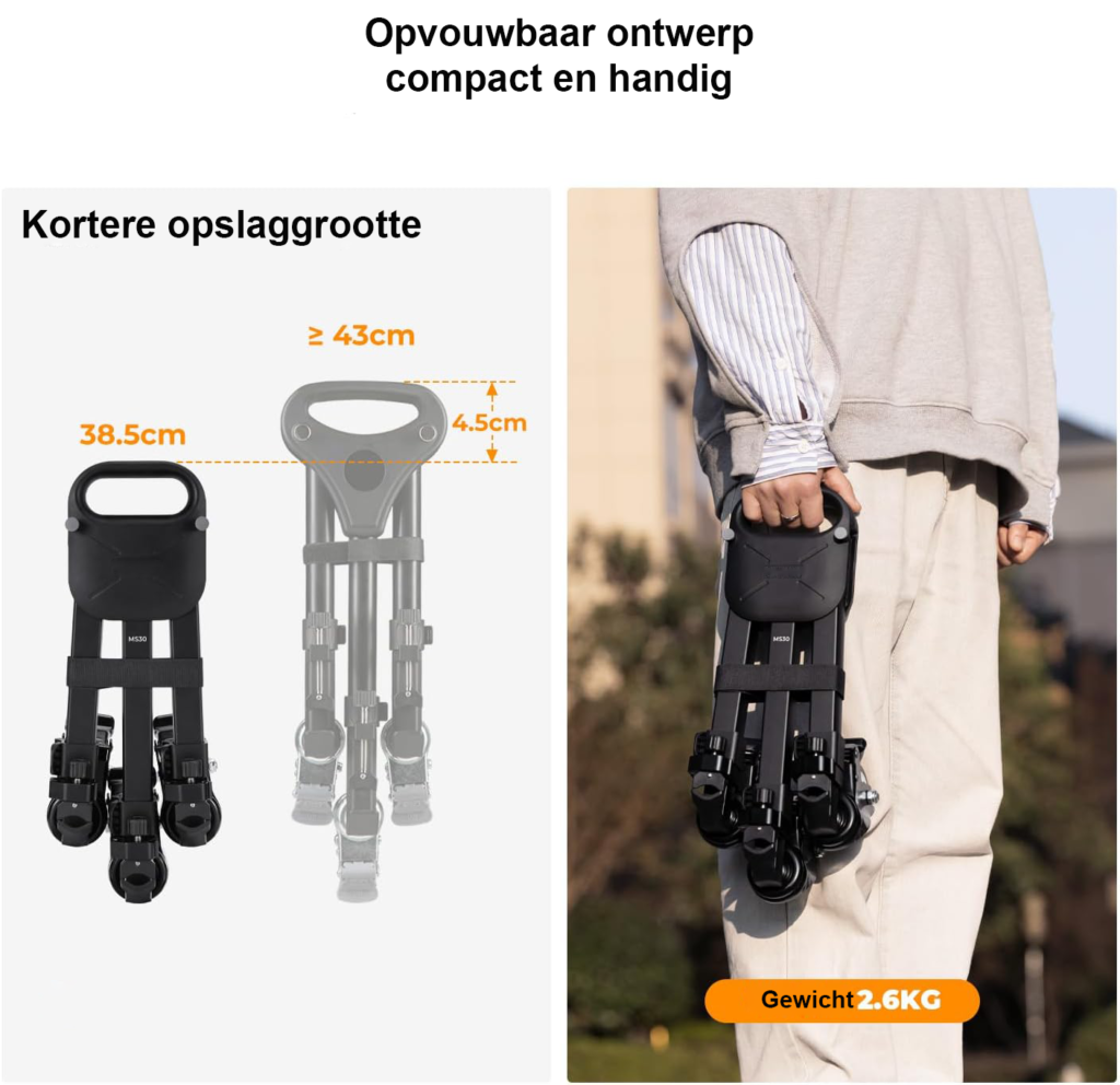 Statief dolly met rubberen wielen voor camera- en verlichtingsstatief