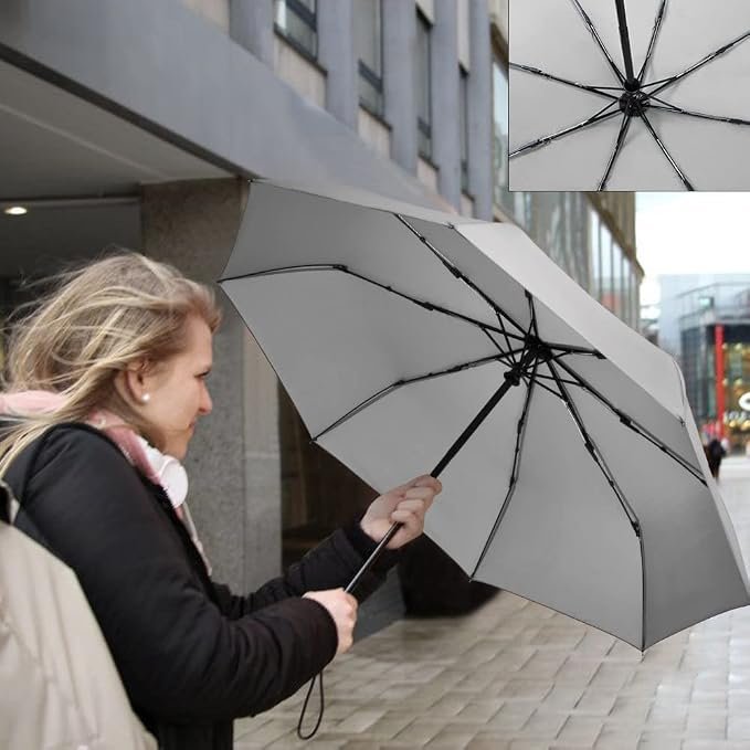 Opvouwbare paraplu met automatisch openen en sluiten, winddichte reisparaplu met versterkt scherm