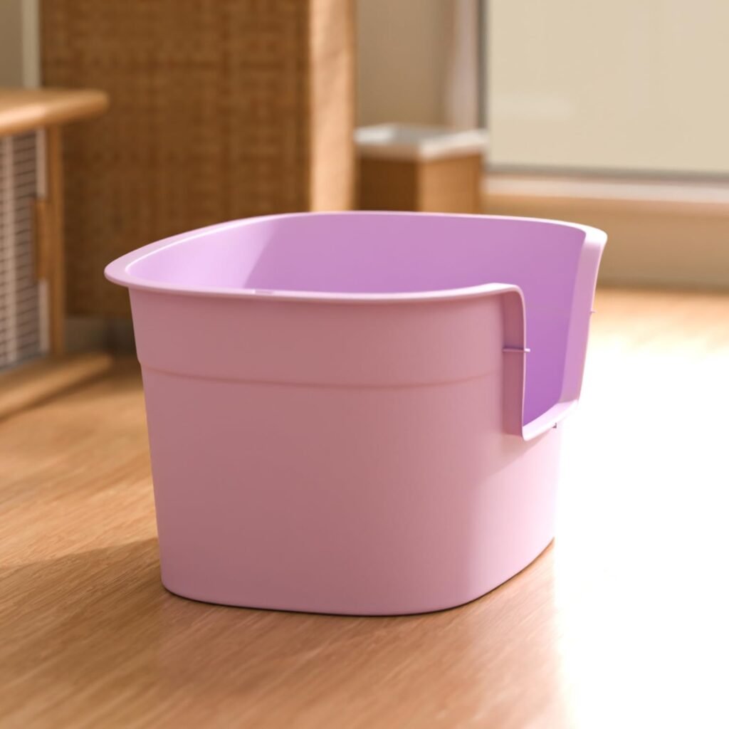 XL kattenbak met hoge randen 63x45x33 cm paars anti mors ontwerp voor katten gemakkelijk schoon te maken kattenbak voor kattenbezitters