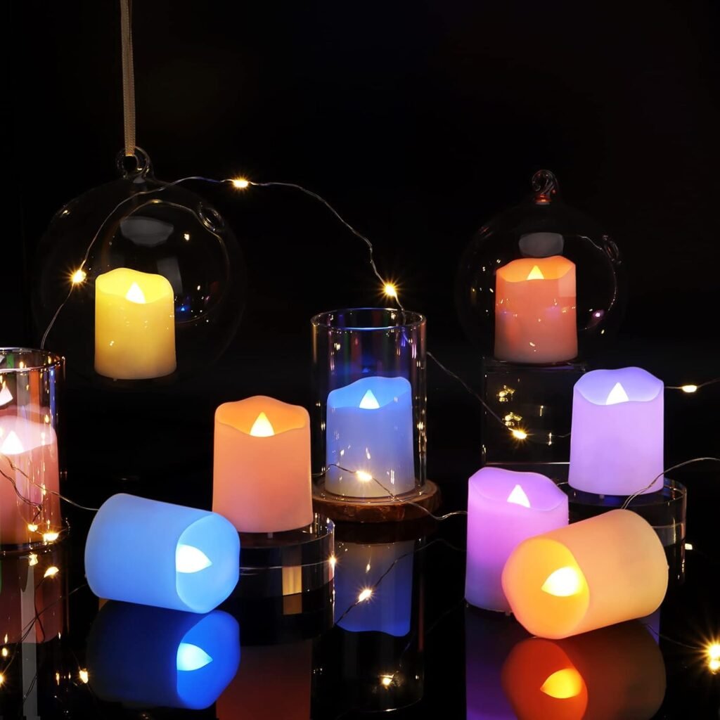Oplaadbare LED theelichtjes set van 12 met RGB kleurverandering, afstandsbediening en timer
