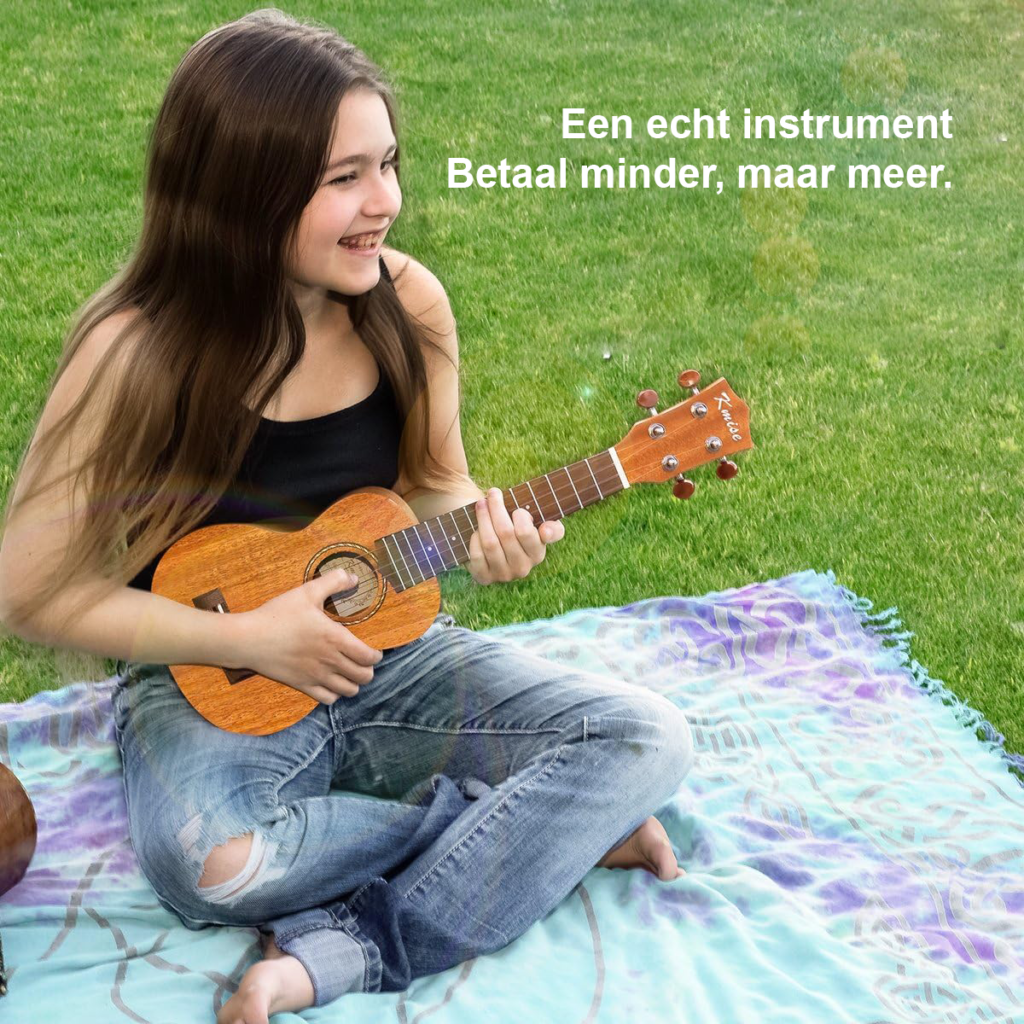 Sopraan ukulele starterset 53,3 cm mahoniehout met draagtas stemapparaat draagband en extra snaren voor beginners
