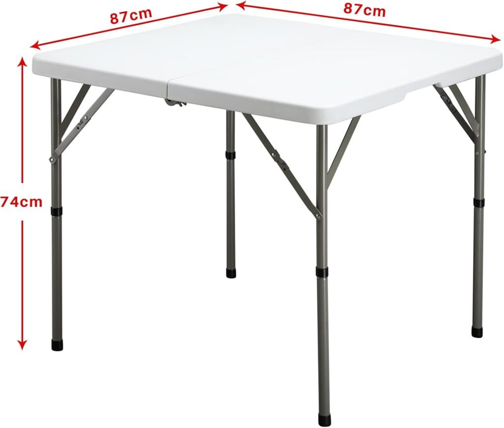 Opvouwbare Campingtafel 87 cm - Vierkante Picknicktafel met Handvat - Draagbare Tafel voor Tuin, BBQ en Buiten Gebruik - Inklapbaar Design