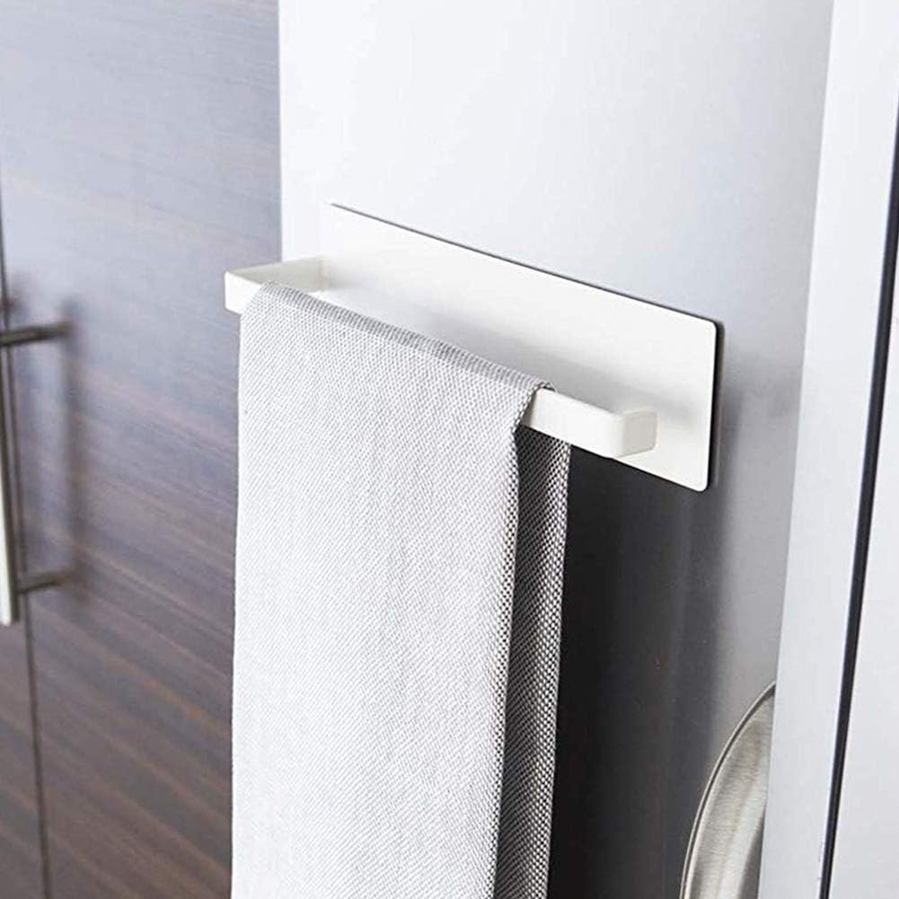 Wandmontage keukenrolhouder van roestvrij staal met magnetische houder in wit voor keuken en papierrollen