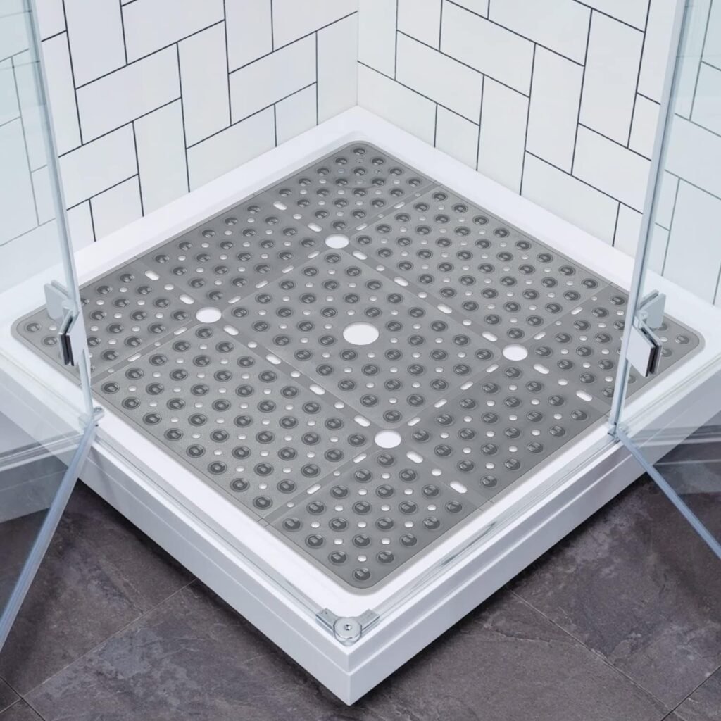 Antislip douchemat 70x70 cm met zuignappen en afvoergaten voor badkamer en douchevloer
