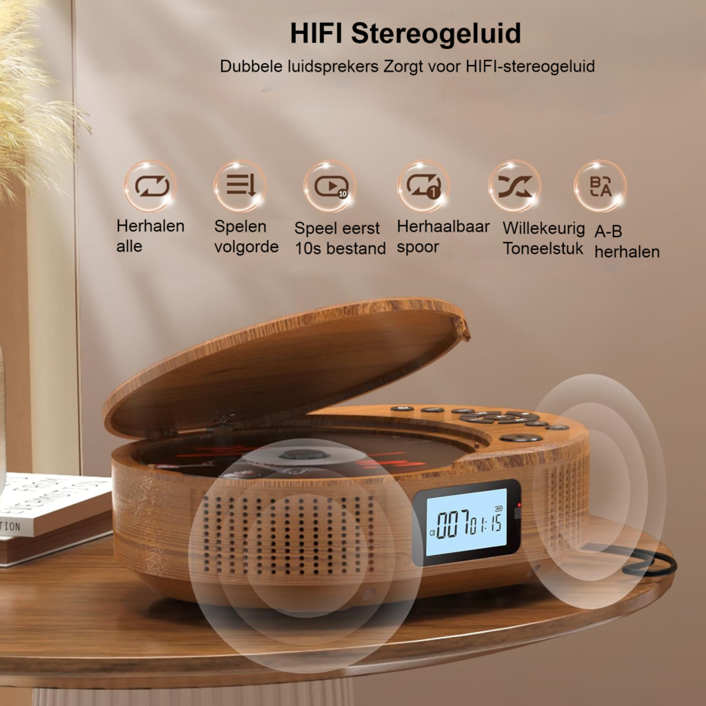 Draagbare CD speler kinderen compact discman Bluetooth FM radio boombox AUX USB afstandsbediening muziekspeler auto en thuis