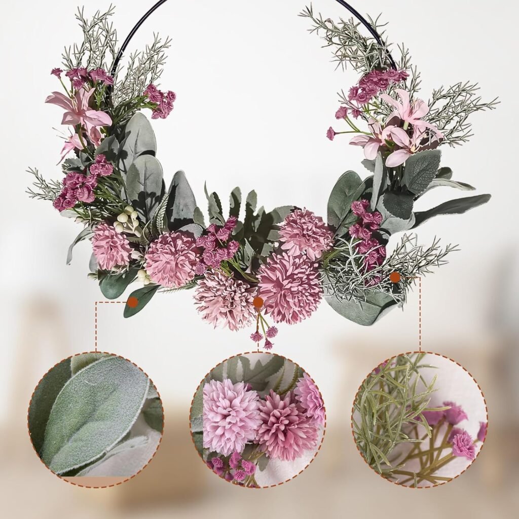 kunstbloemen orchidee deurkrans herfst wreath met metalen ring welkom wanddecoratie bruiloft en woonkamer decoratie