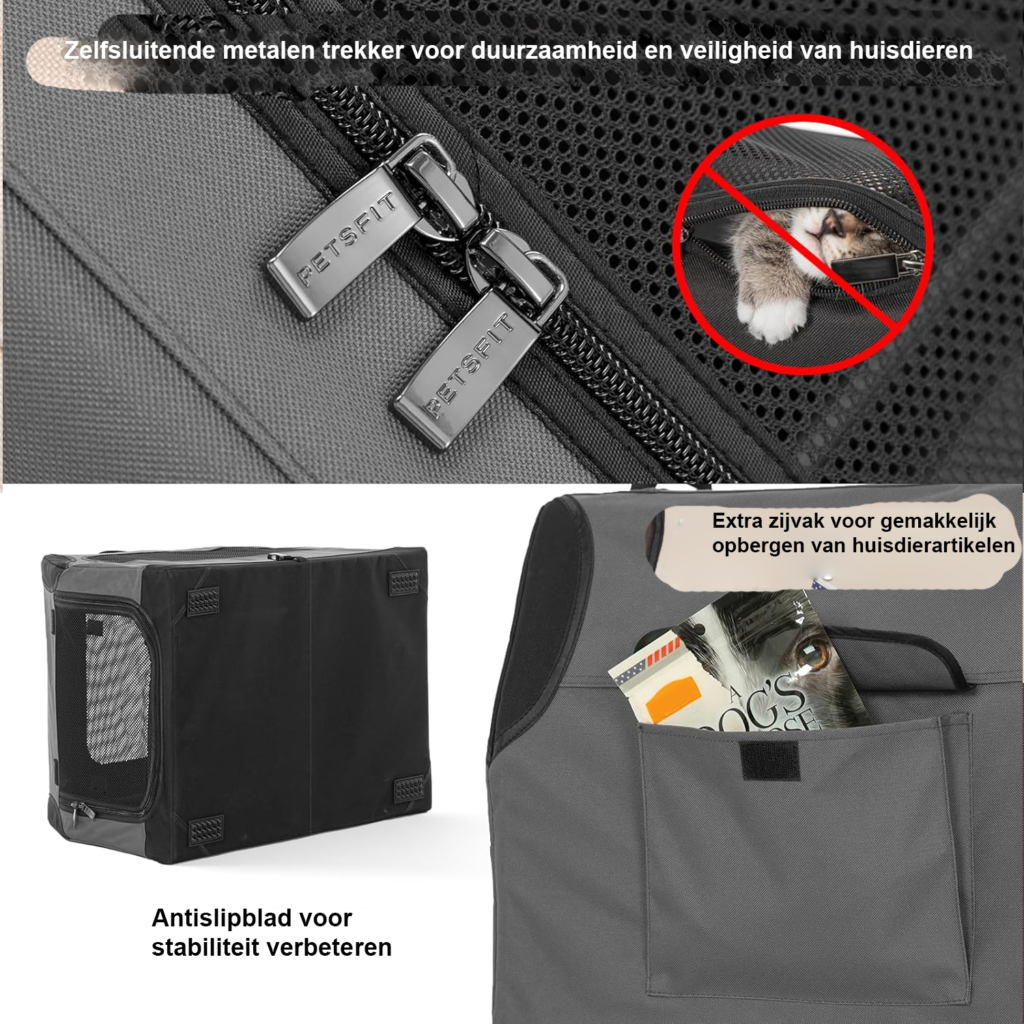Hondentransportbox auto vouwbaar schuin ontwerp bagageruimte verstelbare stofafdekking kauwbestendig gaas honden transportbox kofferbak vervoer huisdier
