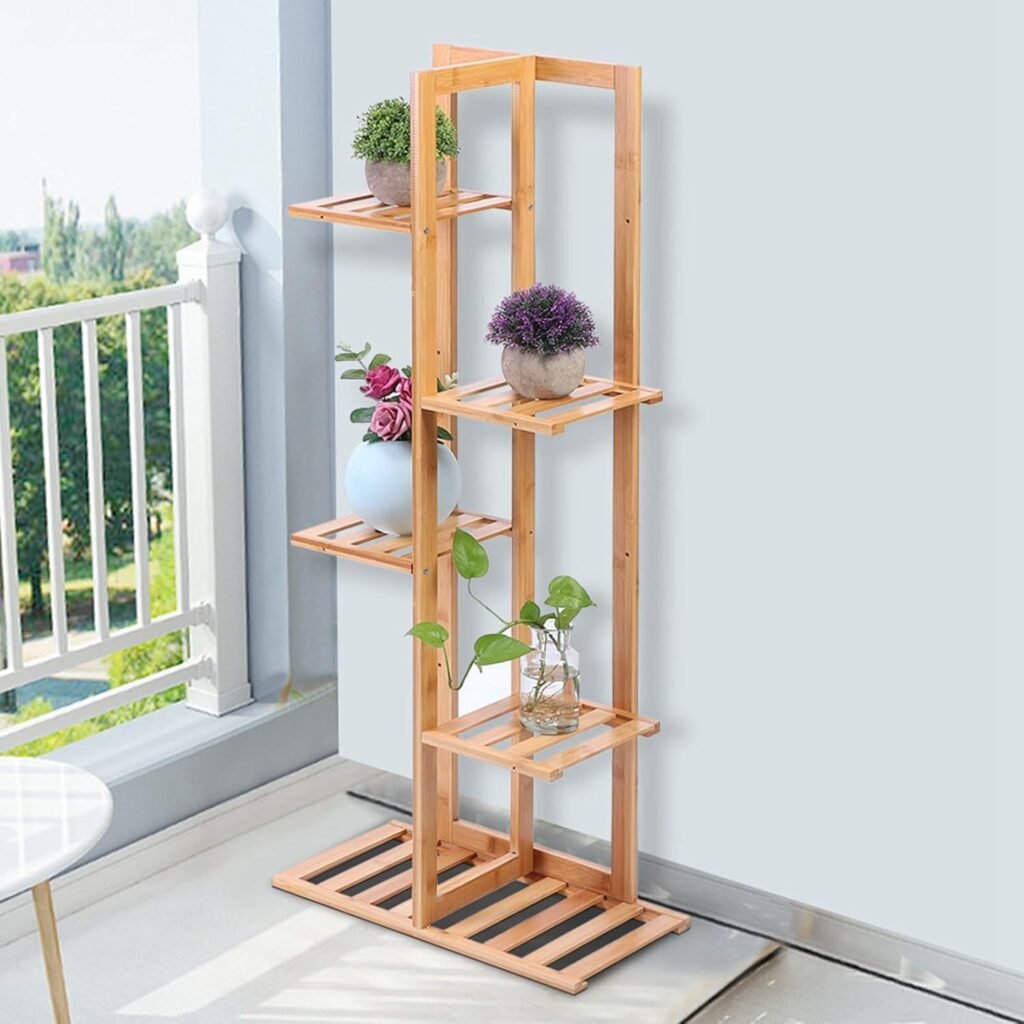 Plantenrek met 5 potten als plantenstandaard voor balkon, woonkamer, tuin en patio