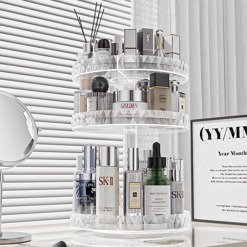 360° draaibare acryl make-up organizer voor cosmetica, parfum en verzorgingsproducten