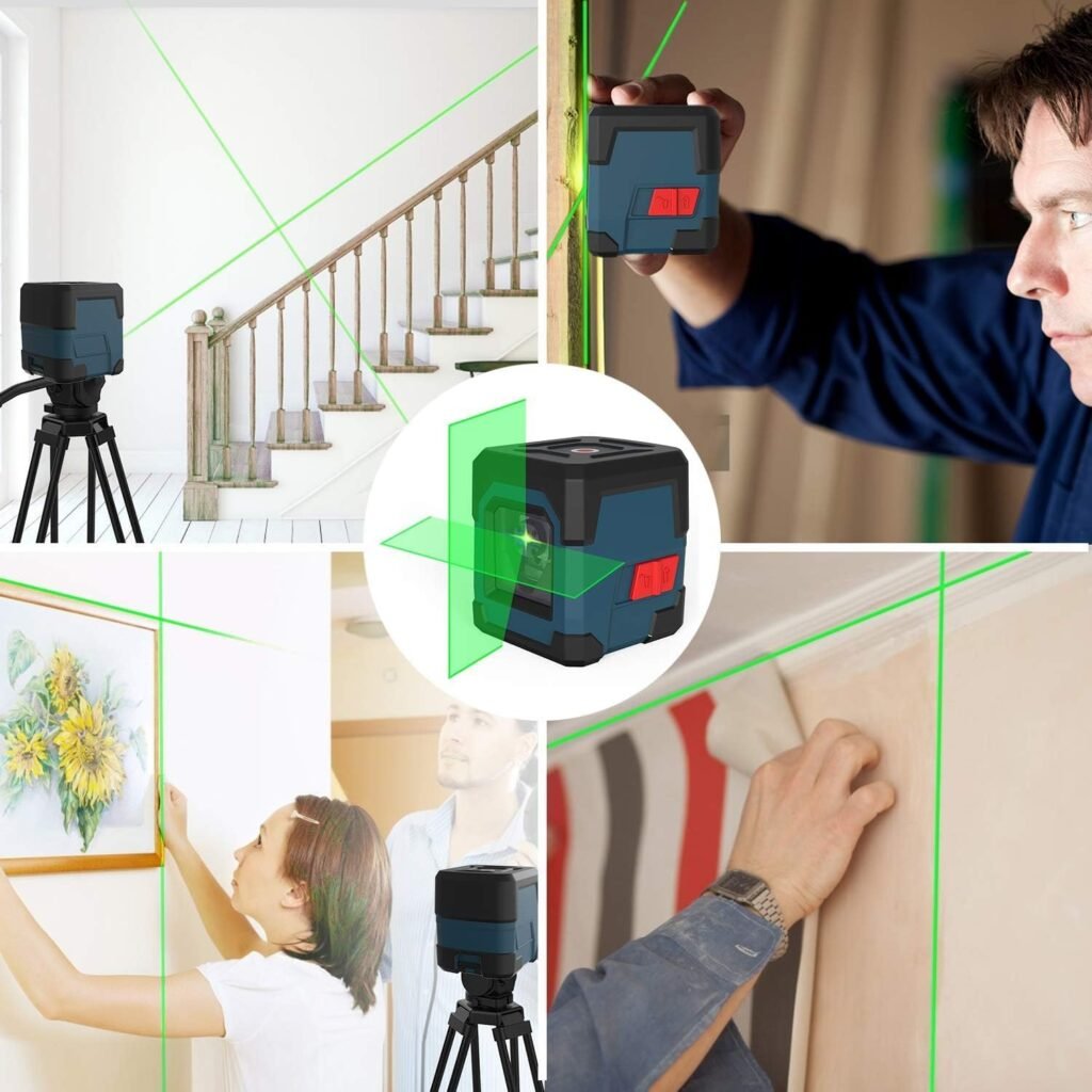 4D laserwaterpas met 360° horizontale en verticale lijnen en automatische nivellering voor nauwkeurig meten