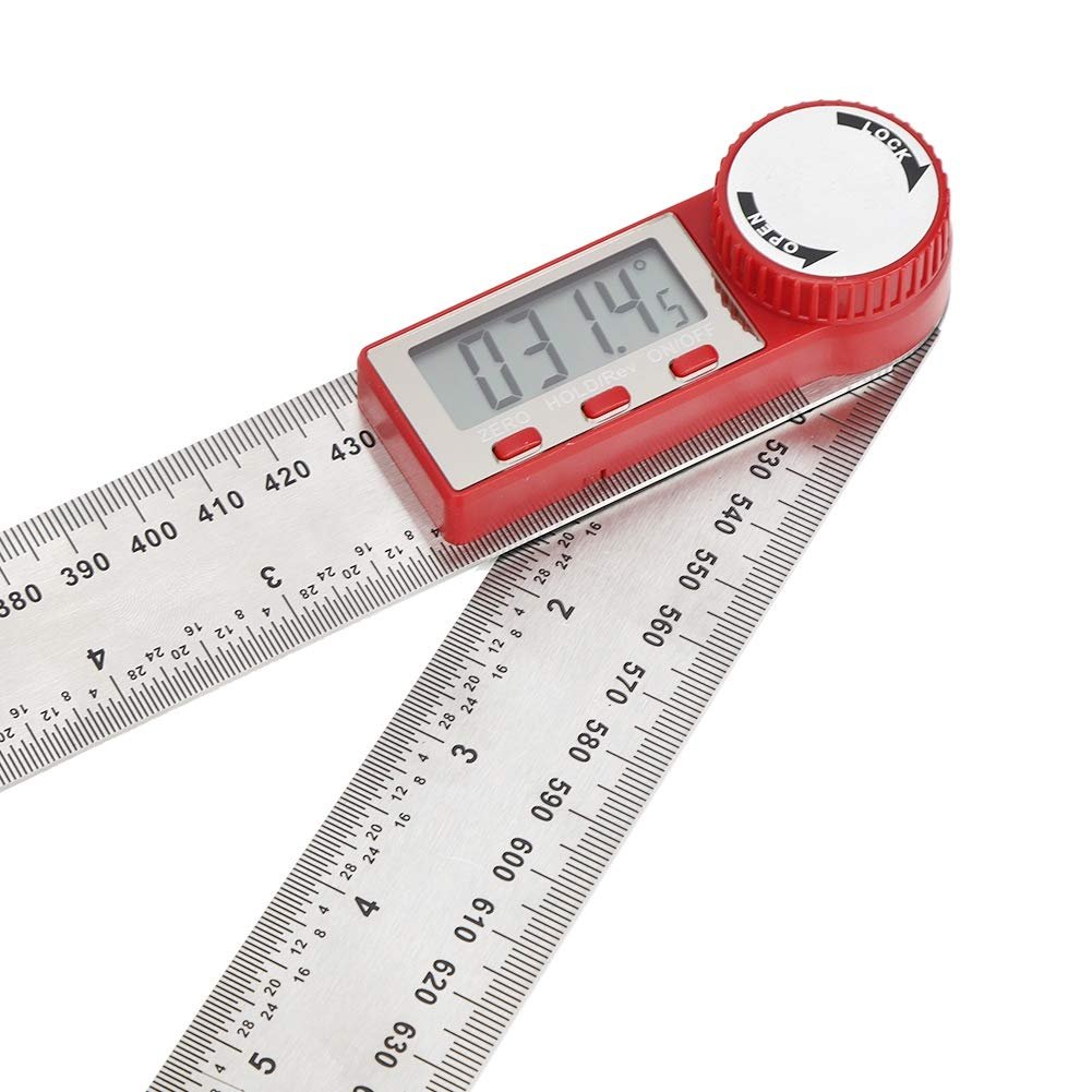 Digitale hoekmeter van roestvrij staal met LCD scherm voor 360 graden hoekmeting en lengte meten